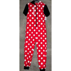 DISNEY PARKS Minnie Mouse With Ears adult Hooded polka dot one piece size small